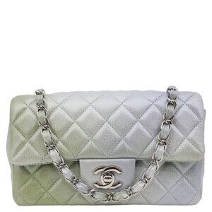 Chanel  Classic Rectangular Flap Mini Quilted Iridescent Leather Crossbody Bag M
